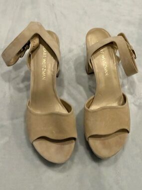 Stuart Weitzman Taupe Ryder Suede Platform Heel